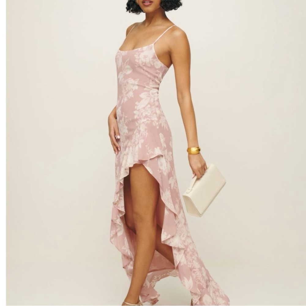 REFORMATION The Winola High-Low Maxi Dress in Charity Spaghetti Straps SZ: L